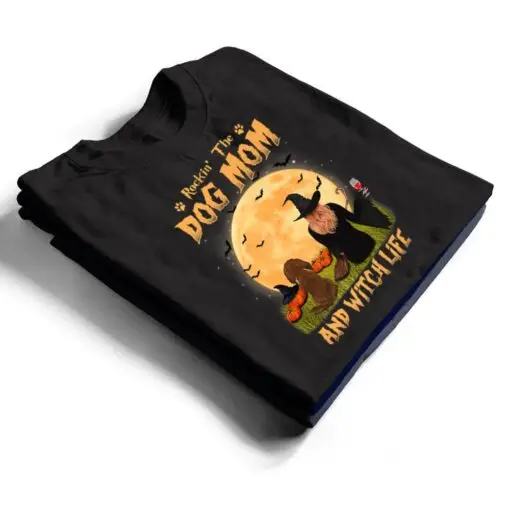 Rocking The Dog Mom Witch Long Haired Dachshund Halloween T Shirt