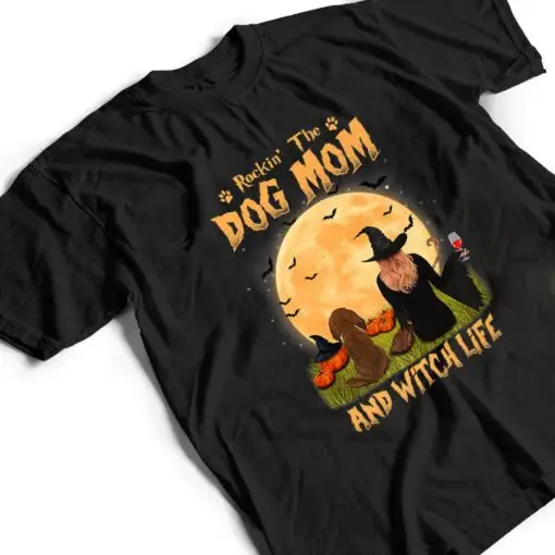 Rocking The Dog Mom Witch Long Haired Dachshund Halloween T Shirt