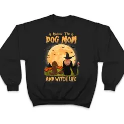 Rocking The Dog Mom Witch Long Haired Dachshund Halloween T Shirt Rocking The Dog Mom Witch Long Haired Dachshund Halloween T Shirt