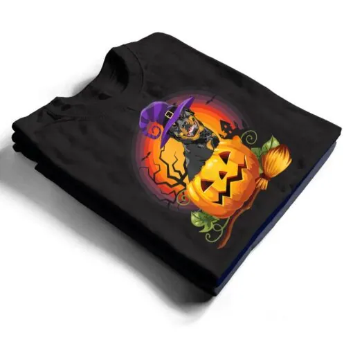 Rottie Witch Pumpkin Halloween Dog Lover Costume T Shirt