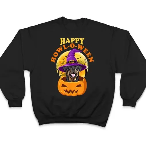 Rottweiler Dog Howl-O-Ween Witch Funny Halloween T Shirt
