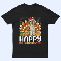Rough Collie Dog Halloween Christmas Happy Hallothanksmas T Shirt
