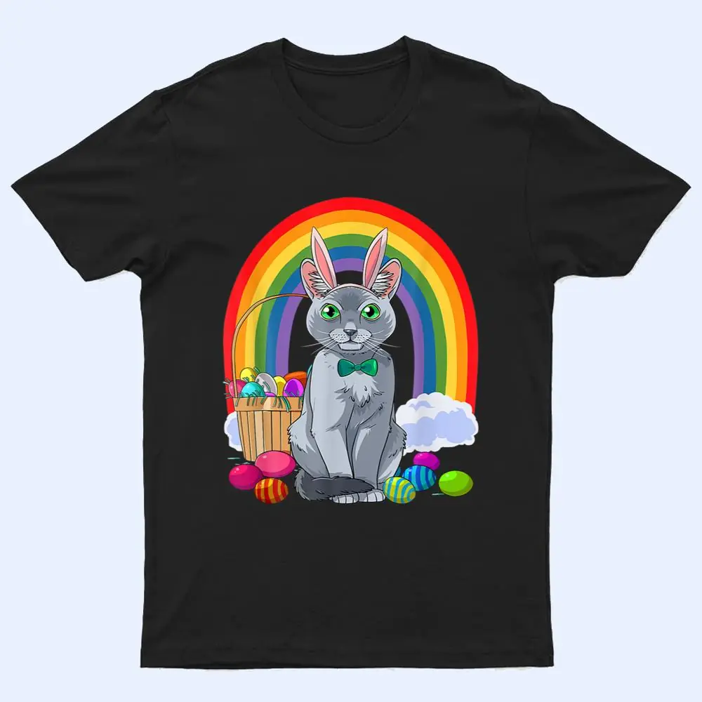 Russian Blue Cat Easter Eggs Bunny T Shirt Russian Blue Cat Easter Eggs Bunny T Shirt