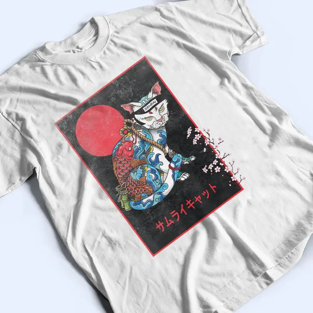 Samurai-Cat-Irezumi-Senpai-Ninja-Japanese-Koi-Tattoo-Style-T-Shirt-2 Samurai Cat Irezumi Senpai Ninja Japanese Koi Tattoo Style T Shirt