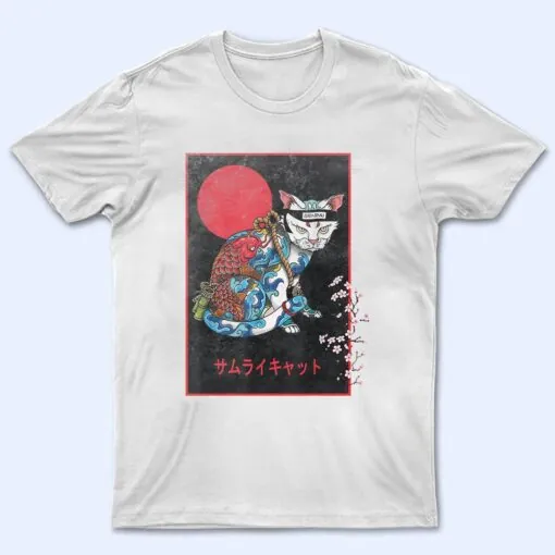 Samurai Cat Irezumi Senpai Ninja Japanese Koi Tattoo Style T Shirt
