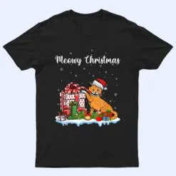 Santa Hat Cat Xmas For Girls Kids Meowy Cat Christmas T Shirt