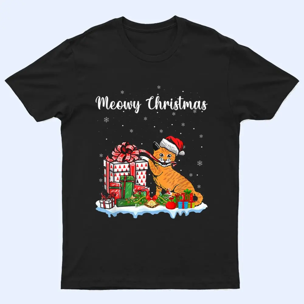 Santa Hat Cat Xmas For Girls Kids Meowy Cat Christmas T Shirt Santa Hat Cat Xmas For Girls Kids Meowy Cat Christmas T Shirt