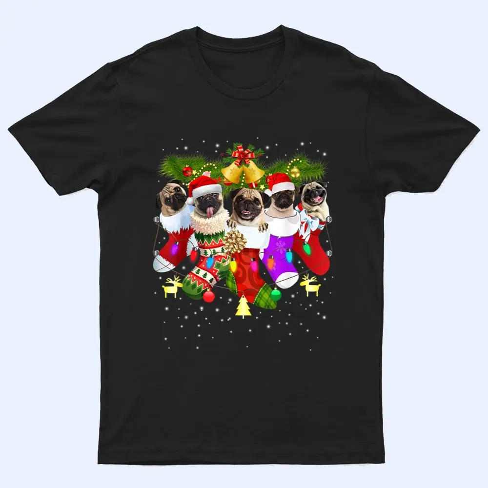 Santa Pugs in Christmas Socks Funny Xmas Dog Lover Pug Mom T Shirt Santa Pugs in Christmas Socks Funny Xmas Dog Lover Pug Mom T Shirt