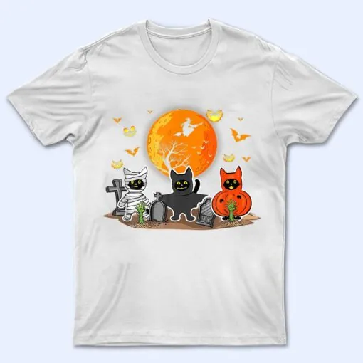 Scary Halloween Black Cat T Shirt