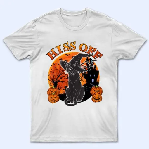 Scary Halloween Costume Hiss Off Black Cat-Shirt Funny Retro T Shirt