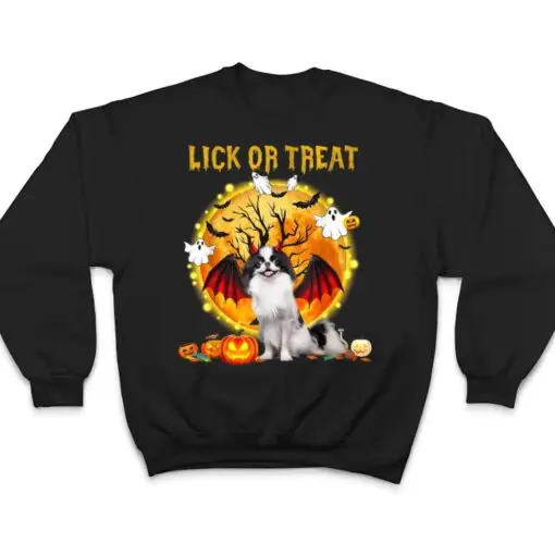 Scary Japanese Chin Dog Witch Hat Halloween Lick Or Treat T Shirt