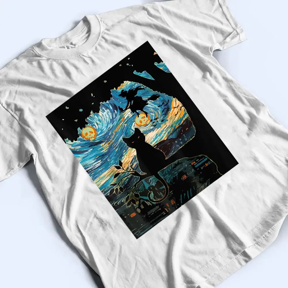 Scary-Night-Cat-Halloween-Starry-Night-Cat-Van-Gogh-Cat-T-Shirt-2 Scary Night Cat Halloween, Starry Night Cat Van Gogh Cat T Shirt