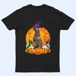 Scary Pumpkin Skull Witch Weimaraner Dog Halloween T Shirt