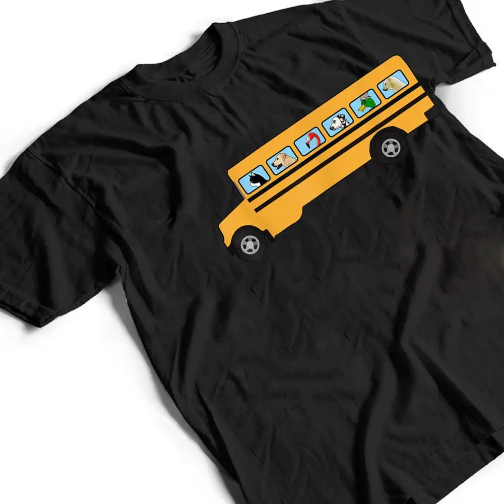 School-Bus-With-Cat-Dog-and-Other-Funny-Animals-T-Shirt-2 School Bus With Cat, Dog and Other Funny Animals T Shirt