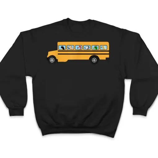 School Bus With Cat, Dog and Other Funny Animals T Shirt