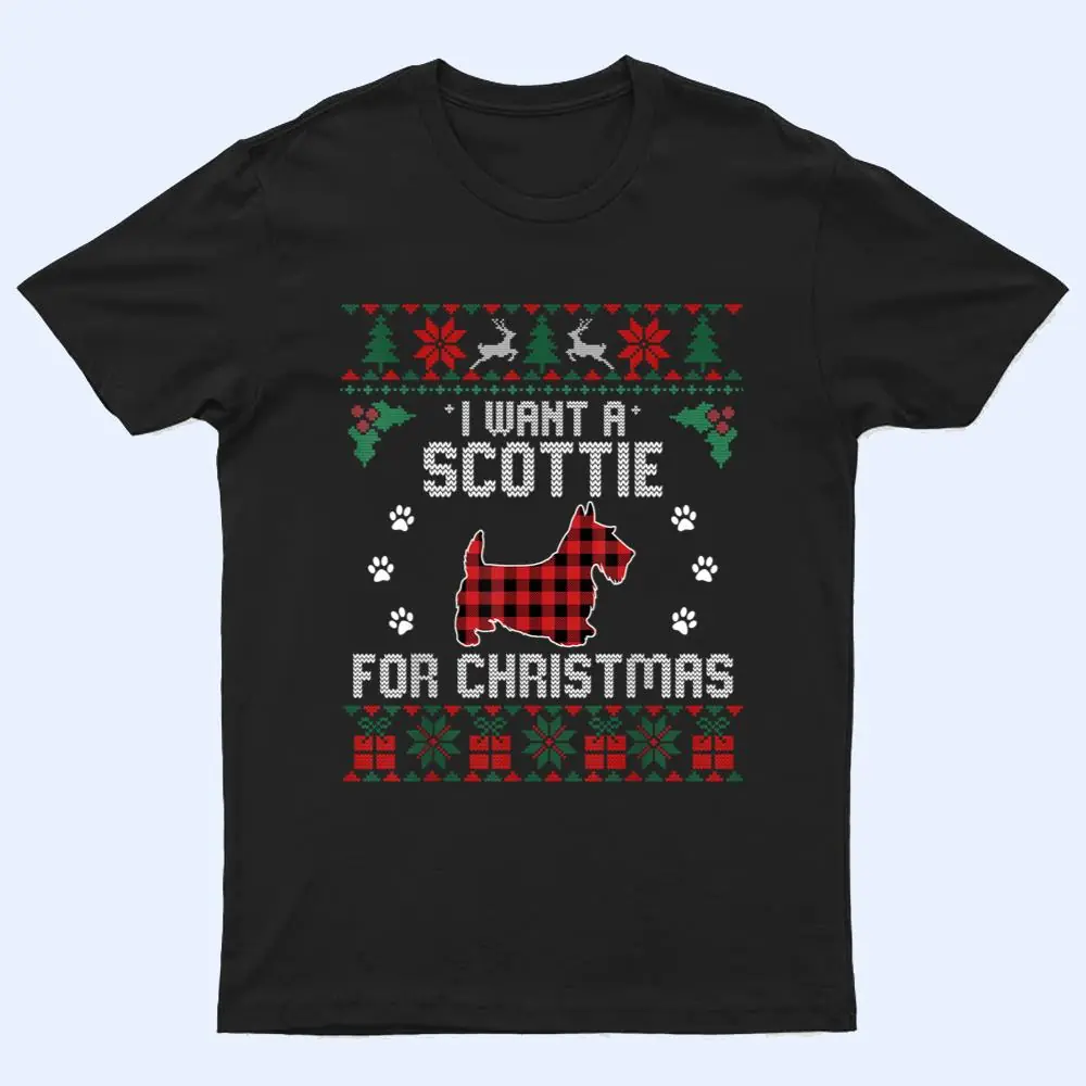 Scottie Dog Lover Xmas Gifts Funny Ugly Christmas T Shirt