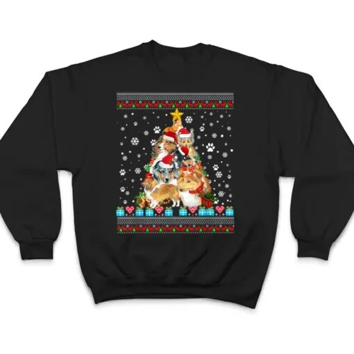 Sheltie Dog Christmas Lights Christmas T Shirt