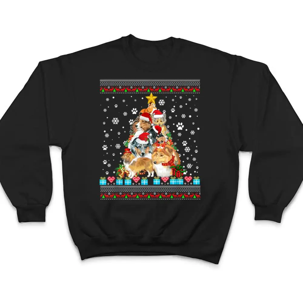 Sheltie-Dog-Christmas-Lights-Christmas-T-Shirt-4 Sheltie Dog Christmas Lights Christmas T Shirt