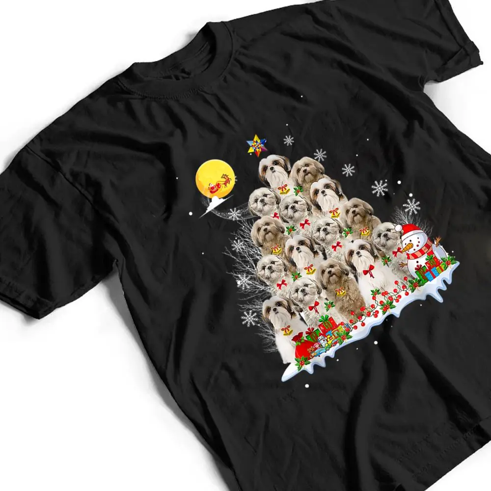Shih-Tzu-Dog-Lover-Matching-Santa-Christmas-Tree-T-Shirt-2 Shih Tzu Dog Lover Matching Santa Christmas Tree T Shirt