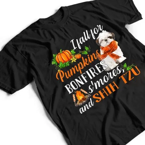 Shih Tzu I Fall For Pumpkins Bonfires Smores And Dogs Fall T Shirt