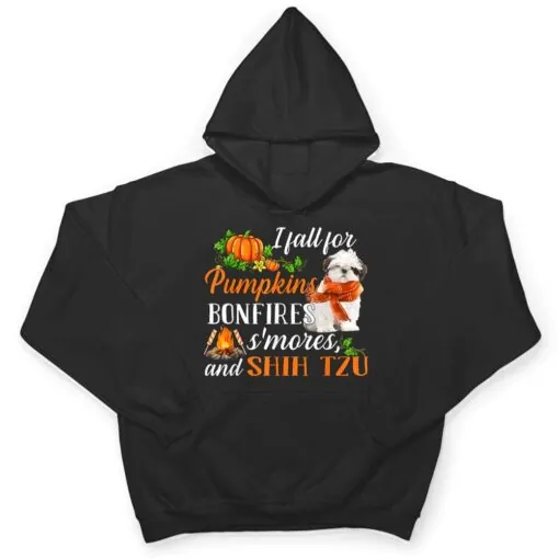 Shih Tzu I Fall For Pumpkins Bonfires Smores And Dogs Fall T Shirt