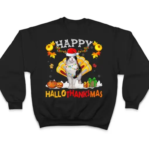 Siamese Cat Halloween Hanksgiving Christmas Hallothanksmas T Shirt