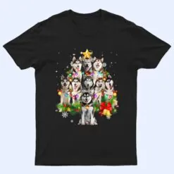 Siberian Husky Christmas Tree Dog Lights Pajamas Xmas Gift T Shirt