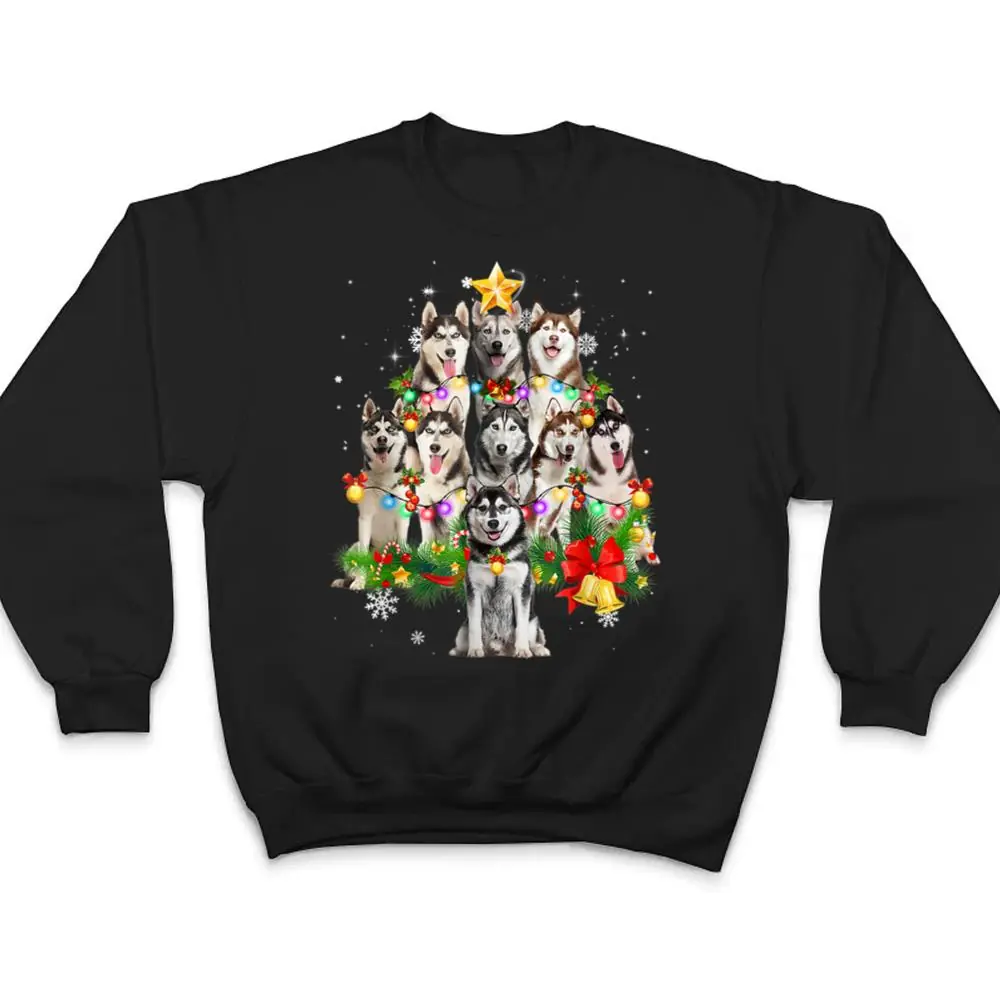 Siberian-Husky-Christmas-Tree-Dog-Lights-Pajamas-Xmas-Gift-T-Shirt-4 Siberian Husky Christmas Tree Dog Lights Pajamas Xmas Gift T Shirt