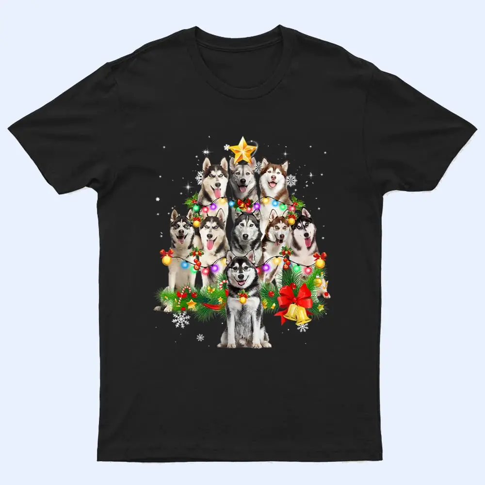 Siberian Husky Christmas Tree Dog Lights Pajamas Xmas Gift T Shirt Siberian Husky Christmas Tree Dog Lights Pajamas Xmas Gift T Shirt