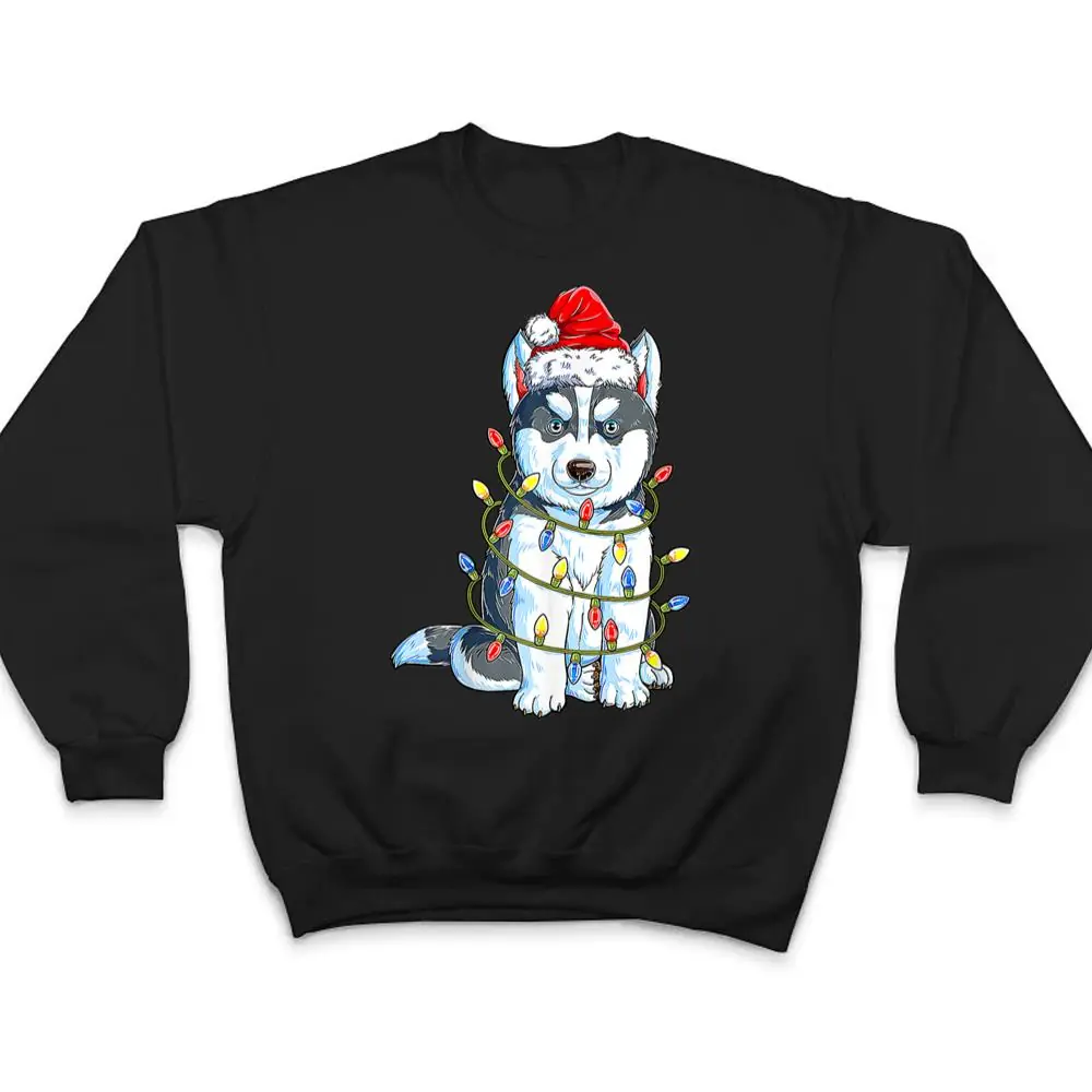 Siberian-Husky-Santa-Christmas-Tree-Lights-Xmas-Boys-Dog-T-Shirt-4 Siberian Husky Santa Christmas Tree Lights Xmas Boys Dog T Shirt