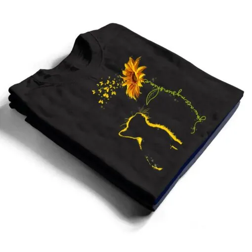 Sitting Yellow Kitten Sunflower Fragrance Butterfly T Shirt