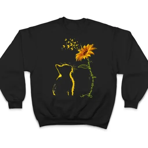 Sitting Yellow Kitten Sunflower Fragrance Butterfly T Shirt