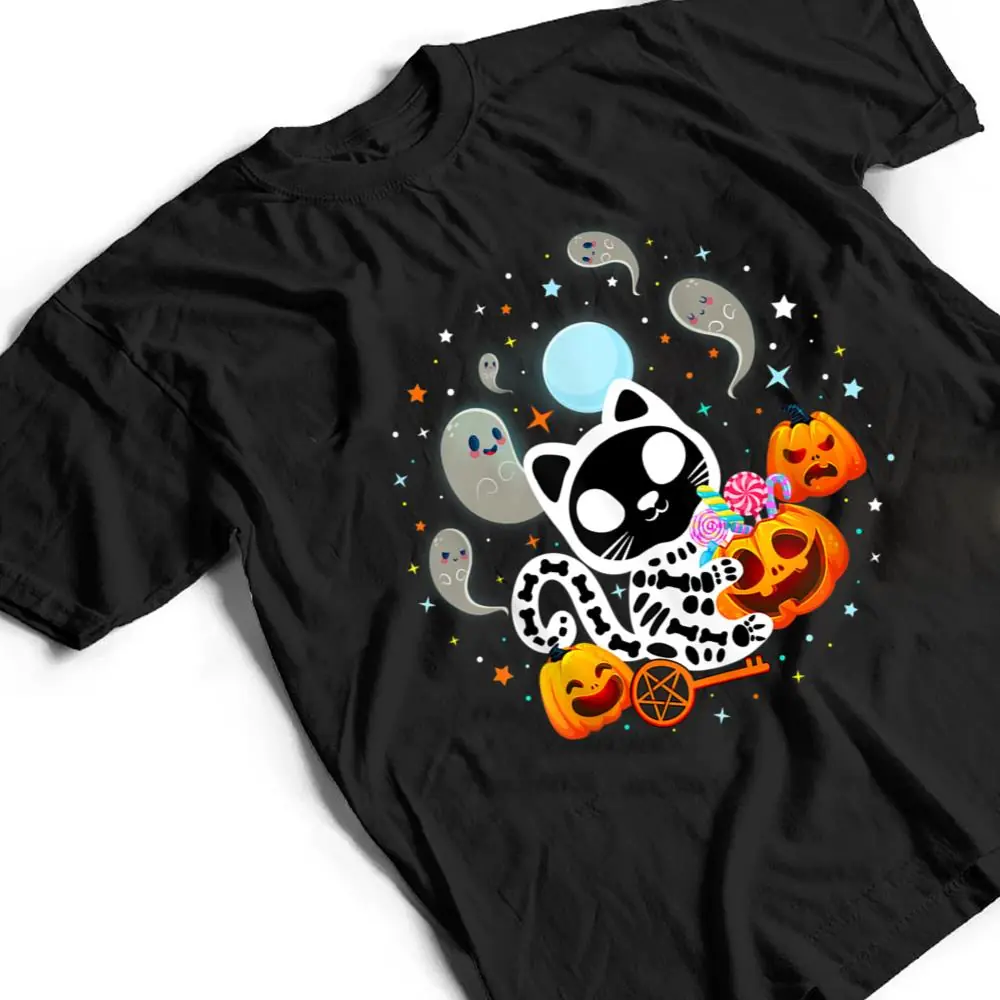 Skeleton-Cat-Halloween-Shirt-Kids-Spooky-Black-Cat-Halloween-T-Shirt-2 Skeleton Cat Halloween Shirt Kids Spooky Black Cat Halloween T Shirt