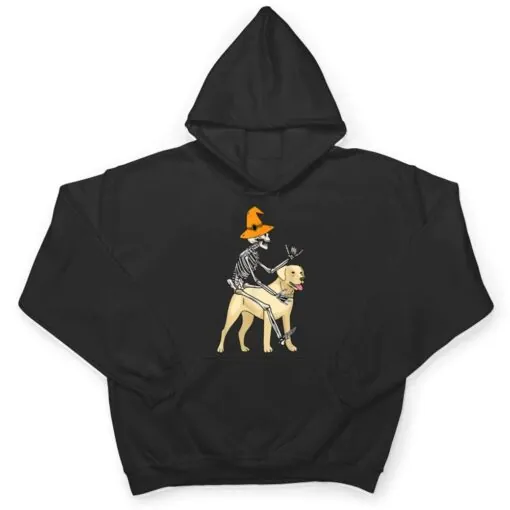 Skeleton Riding Dog Lazy Halloween Costume Puppy Doggie T Shirt