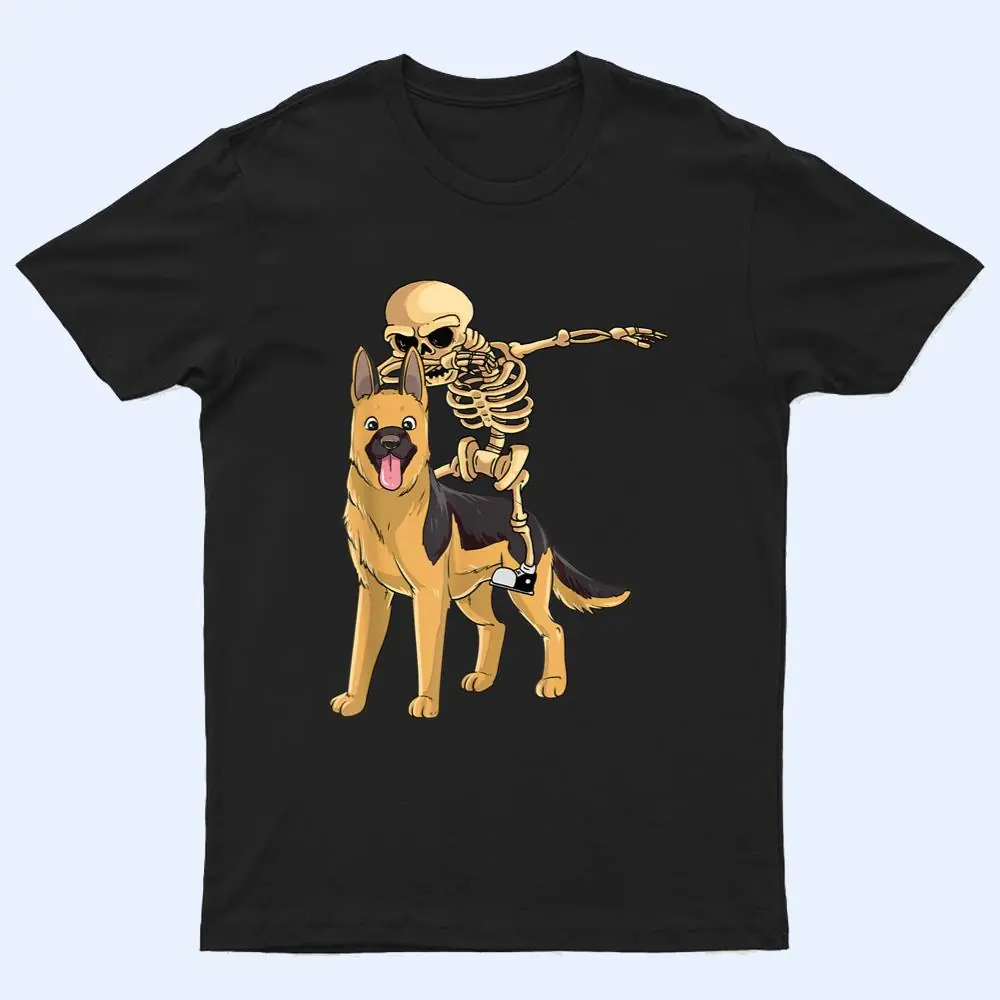Skeleton Riding German Shepherd Lazy Halloween Costume Dog T Shirt Skeleton Riding German Shepherd Lazy Halloween Costume Dog T Shirt