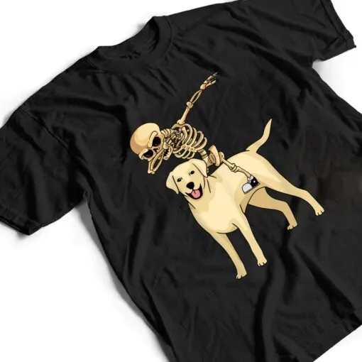 Skeleton Riding Labrador Lazy Halloween Costume Cute Lab Dog T Shirt