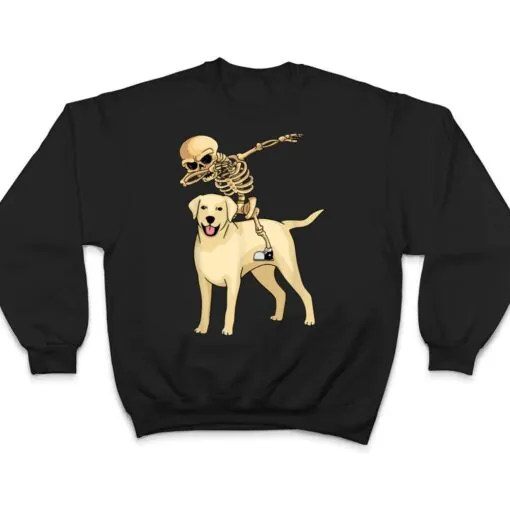 Skeleton Riding Labrador Lazy Halloween Costume Cute Lab Dog T Shirt