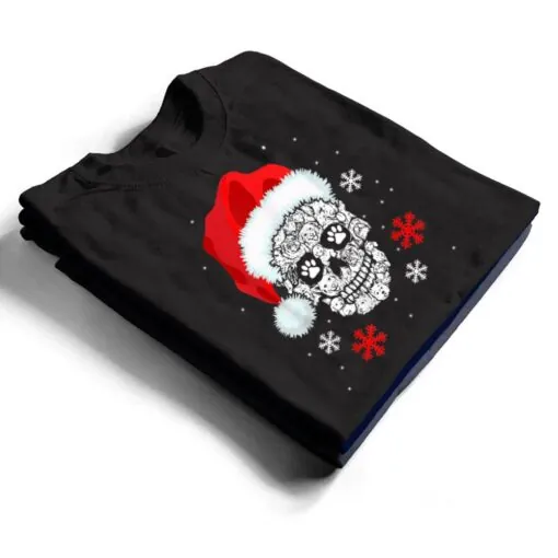 Skull Dog Santa Hat Gifts Christmas Pajama Xmas Idea Men T Shirt