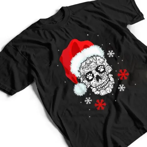 Skull Dog Santa Hat Gifts Christmas Pajama Xmas Idea Men T Shirt