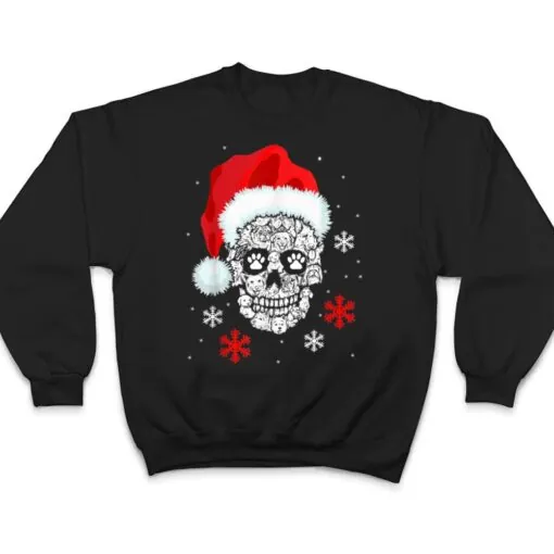 Skull Dog Santa Hat Gifts Christmas Pajama Xmas Idea Men T Shirt