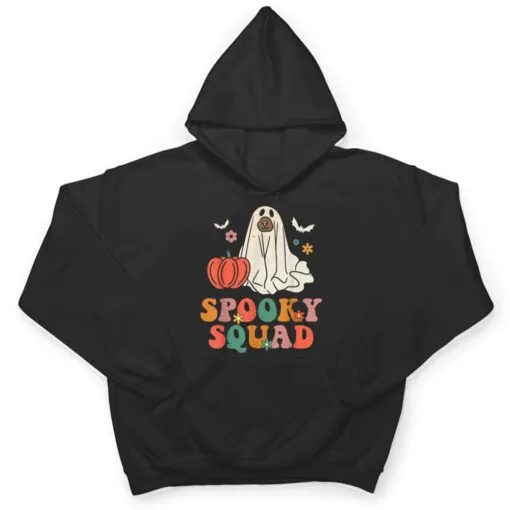 Spooky Squad Dog Boo Pumpkin Ghost Halloween Groovy Retro T Shirt