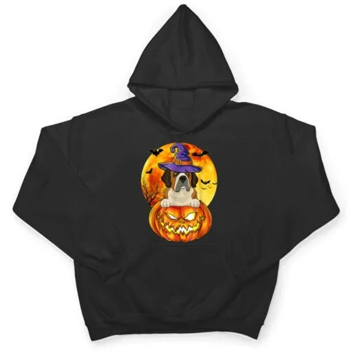 St Bernard Witch Pumpkin Halloween Dog Lover Funny T Shirt