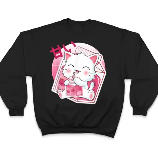 Strawberry Milk Cat Cute Kawaii Kitten Anime Gift Ver 2 T Shirt