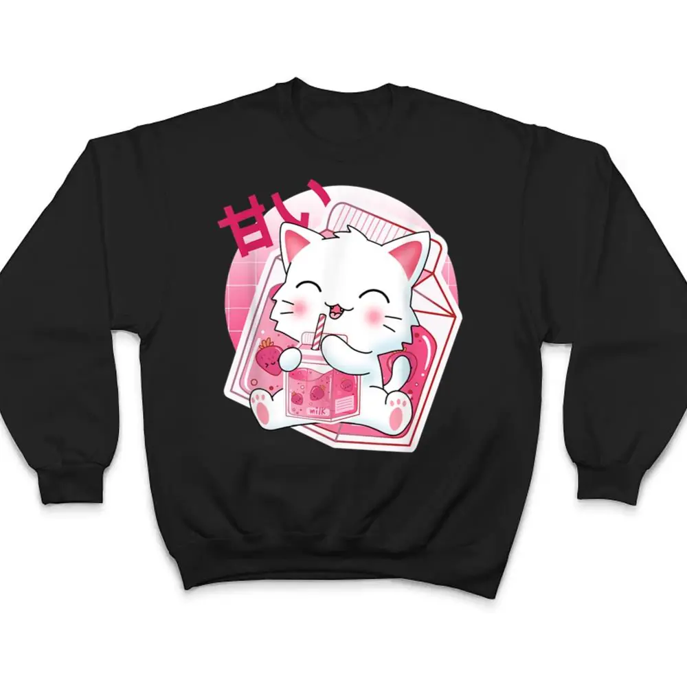 Strawberry-Milk-Cat-Cute-Kawaii-Kitten-Anime-Gift-Ver-2-T-Shirt-4 Strawberry Milk Cat Cute Kawaii Kitten Anime Gift Ver 2 T Shirt