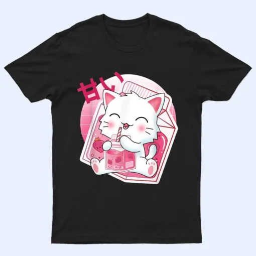 Strawberry Milk Cat Cute Kawaii Kitten Anime Gift Ver 2 T Shirt