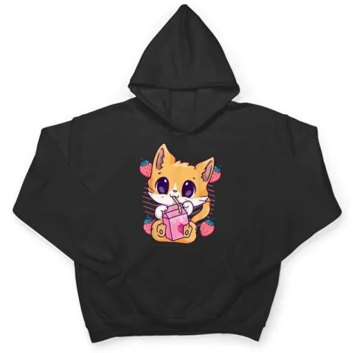 Strawberry Milk Cat Cute Kawaii Kitten Anime Neko Shake T Shirt