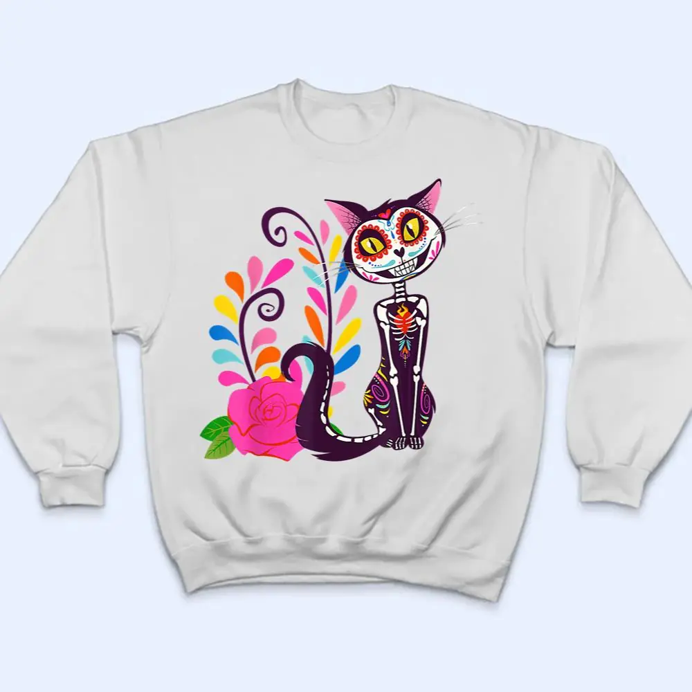 Sugar-Skull-Cat-Halloween-Day-Of-The-Dead-Dia-De-Los-Muertos-T-Shirt-4 Sugar Skull Cat Halloween Day Of The Dead Dia De Los Muertos T Shirt