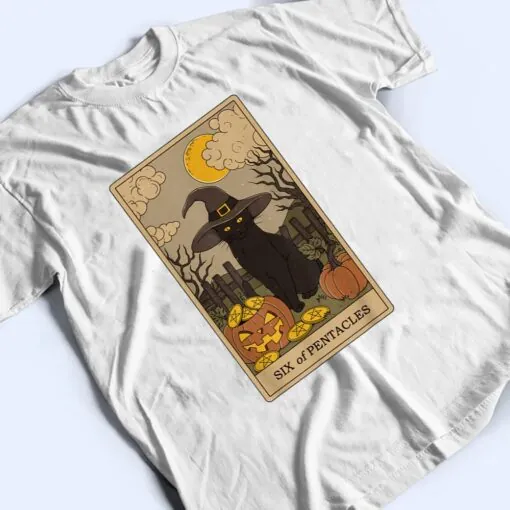 Tarot Card Crescent Moon And Black Cat Witch Hat T Shirt