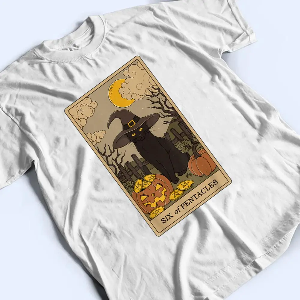 Tarot-Card-Crescent-Moon-And-Black-Cat-Witch-Hat-T-Shirt-2 Tarot Card Crescent Moon And Black Cat Witch Hat T Shirt