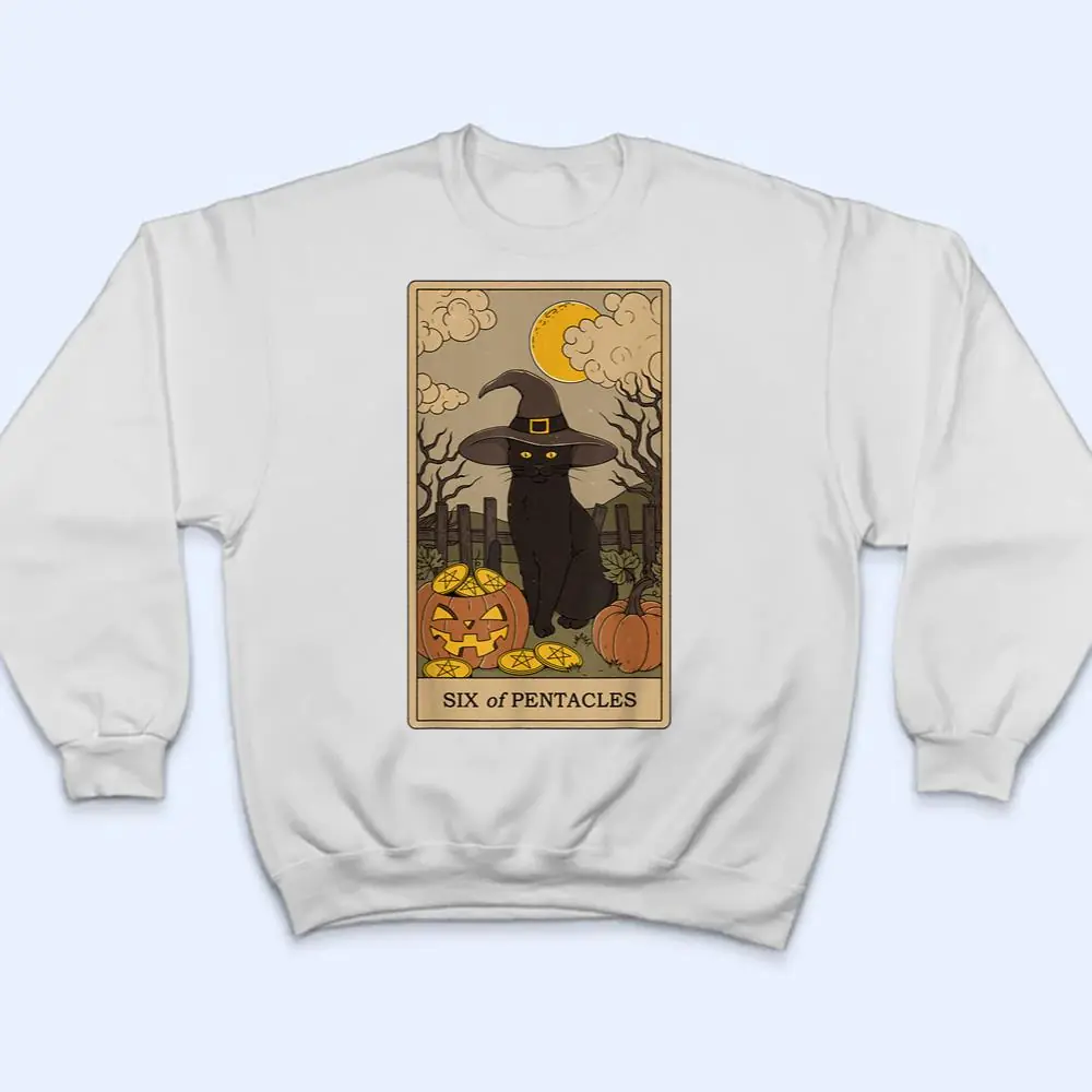 Tarot-Card-Crescent-Moon-And-Black-Cat-Witch-Hat-T-Shirt-4 Tarot Card Crescent Moon And Black Cat Witch Hat T Shirt